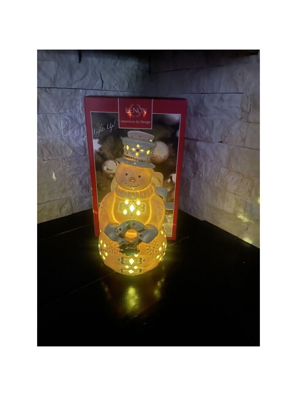 LENOX HOLIDAY GEMS SNOWMAN LIGHT UP FIGURINE 9.5” NEW IN BOX!!